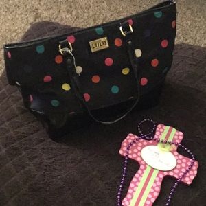 Lulu polka dot tote with a pocket inside! Pretty!